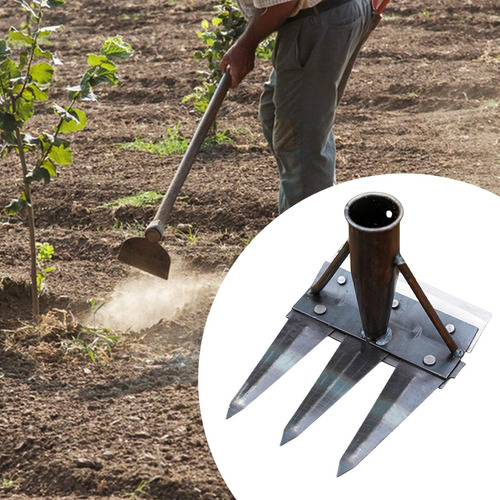 Garden Hoe Weeding Rake Manual Weeder Tool Hold 3 Dientes