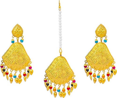 Juego Aretes Tradicionales India Maang Tikka Chandbali 