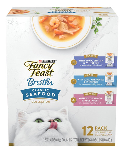 Purina Fancy Feast Broths, Húmedo Para Gatos Variado 12 Pack