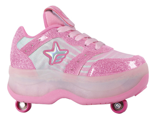 Zapatillas 2 Roller Cool C/luz Led Recargables Footy Oficial