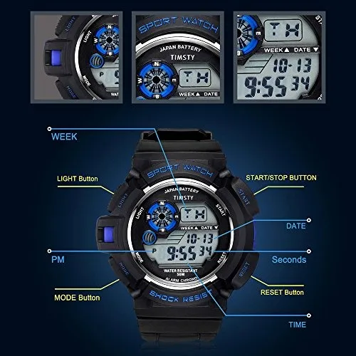 Timsty Electronic Sports Watch Con Luz De Fondo Led Water