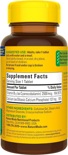 Vitamina B12 2500 Mcg Nature Made 60 Tabletas