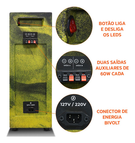Caixa Som Bob Residencial Amplificada Shutt 400w Mp3 Bt