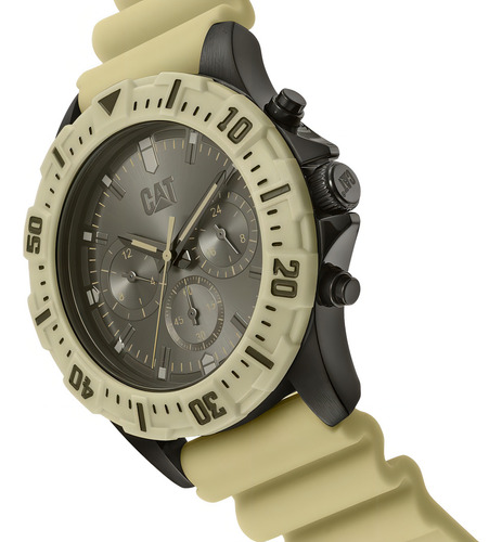 Reloj Hombre Cat Modelo Moto Multi Pz15928929 Malla Arena Bisel Arena Fondo Bronce