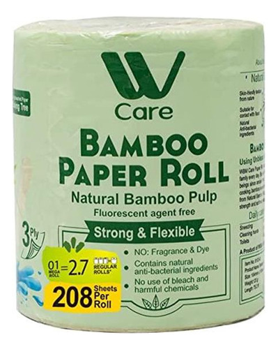 Papel Higiénico Bambú Natural De Wbm Care, Tejido De Baño De