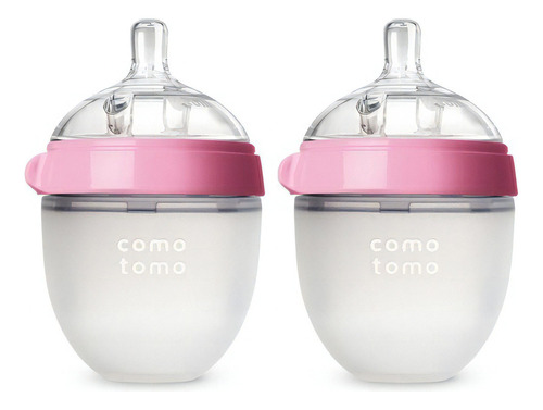 Pack De 2 Mamaderas Comotomo Rosas De 150 Ml 100% Silicona