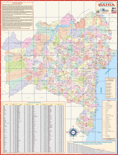 Mapa Geo Político E Rodoviário Gigante Do Estado Da Bahia