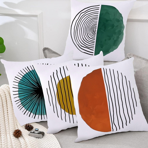 4 Juegos De Fundas De Cojín, Estampado A Rayas Multicolor