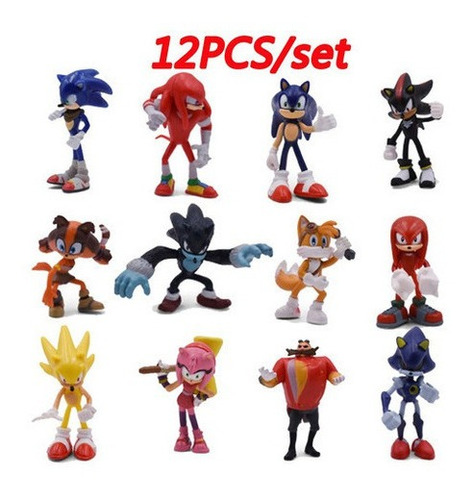 12 Piezas Miniatura Super Sonic Boom Tails Robotnik Knuckles