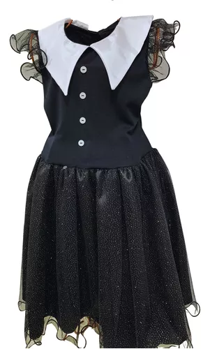 Fantasia Vandinha Familía Addams - Vestido Baile Infantil - Halloween