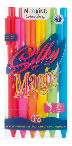 Roller Mooving Tinta Gel Retractil Coloring Silky Magic X6