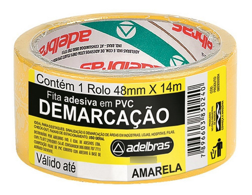 Fita Adesiva Demarcação De Solo 48mm X 14m Amarela Adelbras 