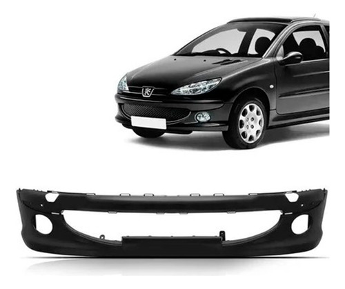 Parachoque Dianteiro Peugeot 206 05 06 07 08 Preto Com Furo