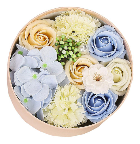 Caja De Flores De Rosa De Jabón Flores Perfumadas Azul