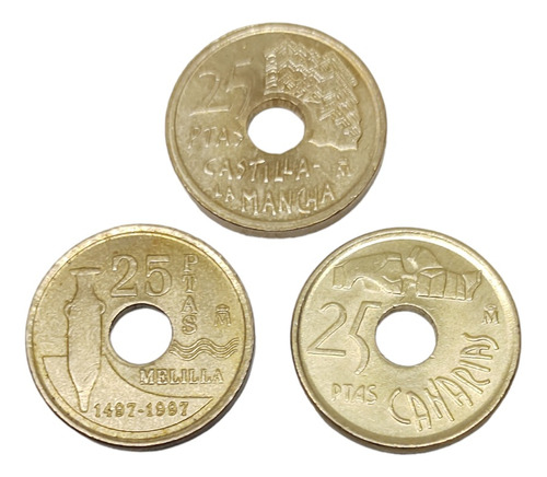  Monedas España 25 Pesetas 3 Piezas Años 90's Envio $57