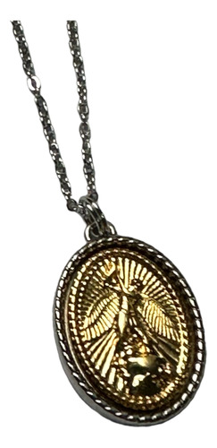 Medalla Arcangel San Miguel Ovalada Cadena Acero Fina