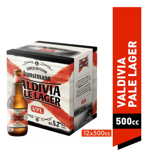 Pack 12 Cerveza Kunstmann Valdivia Pale Lager Botella 500cc