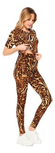 Pack De Camiseta Y Leggings Animal Print Coordinado Mujer