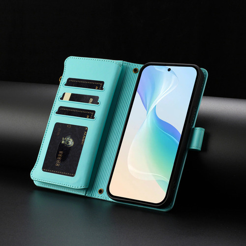 Funda Tipo Cartera De Piel Con Cierre De 9 Ranuras Para Huawei Nova Y70/y90, 6 Colores, Función Atril, Desmontable, Correa De Muñeca