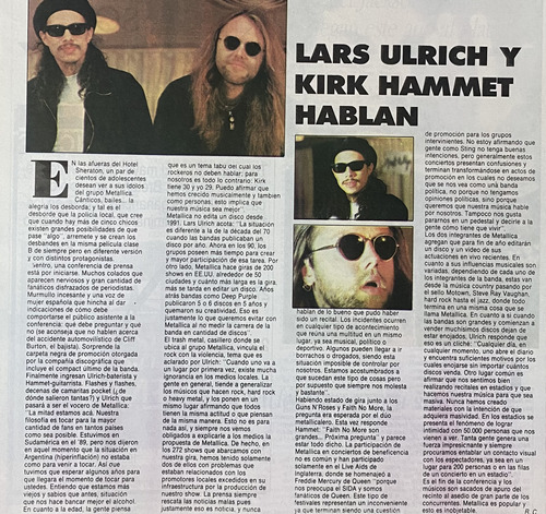 Lars Ulrich, Kirk Hammet, Clipping Revista Rock, R61cr06