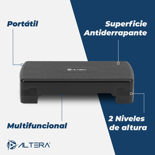 Banco Escalon De Ejercicio Step Rutinas Aerobics Ajustable Color Negro