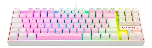 Teclado Mecânico Redragon Kumara Rosa RGB ABNT2 com Switch Blue