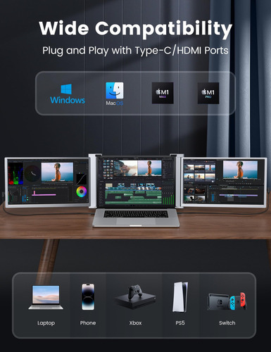 Monitor Para Laptop De 15,6 Extensor Usb-c Para Laptop