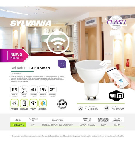 Led Spot Refled Smart Gu10 Sylvania (3000k- 4000k- 6500k)