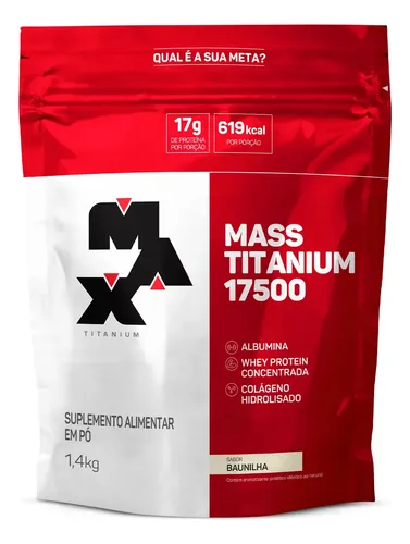Hipercalórico 1,4kg Mass Titanium Max Titanium Sabor Baunilha Energia e Ganho Muscular