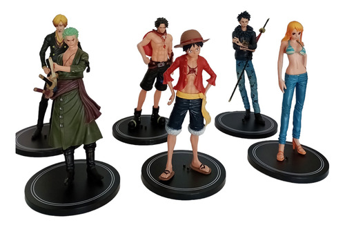 One Piece, Set De 6 Figuras Con Base. Luffy, Nami, Sanji...