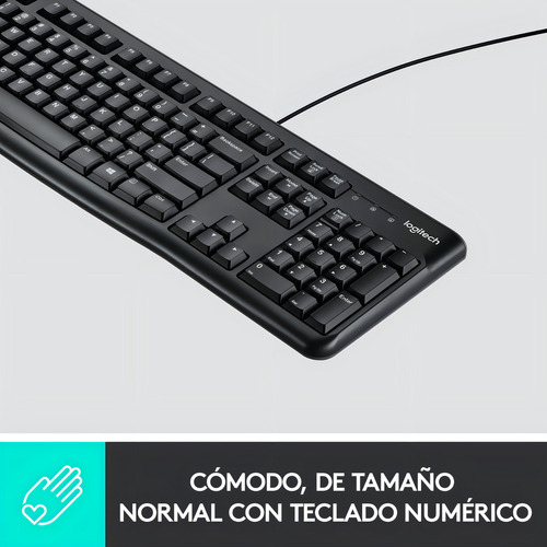 Teclado Logitech K120 Qwerty Español España Color Negro