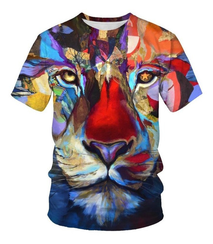 Animal Tigre Impresión 3d De Los Hombres T-shirt O-cuello Su