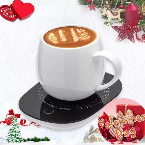 HOWAY Juego de calentador de café y taza, calentador de taza de café para  escritorio con apagado automático con taza de cerámica inferior plana, agua
