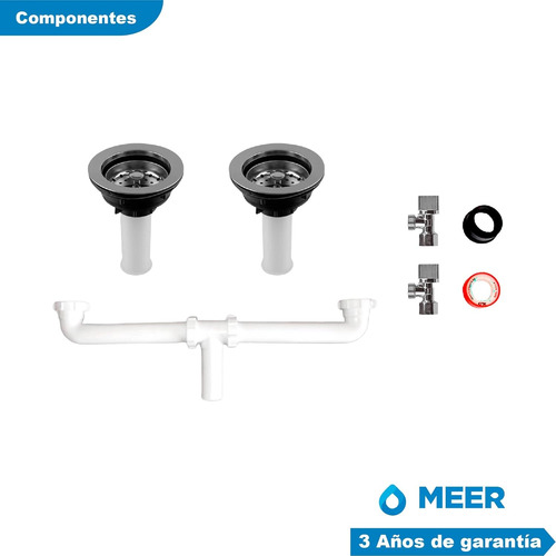Tarja Doble Con Mezcladora Monomando Y Kit De Instalación