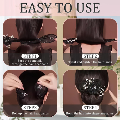 Juego De Accesorios Para El Cabello Con Flores Bordadas A Ma