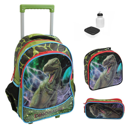 Kit Mochila Infantil Dinossauro Original 2 Em 1 G + Brinde