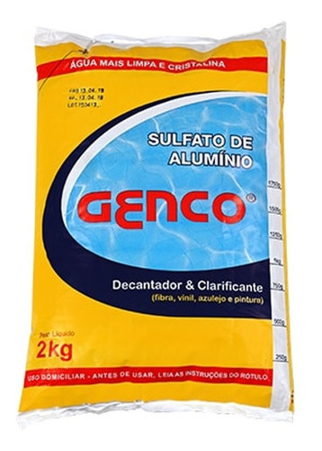 Sulfato Alumínio Decantador Clarificante Piscinas Genco 2 Kg