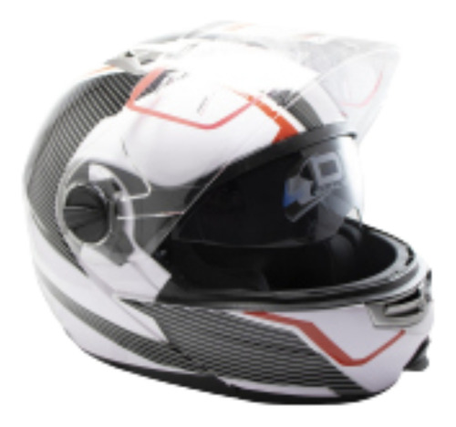 Casco Motociclista Doble Visor Ff-001 Bmd Blancorojo Mediano Color Blanco/Rojo