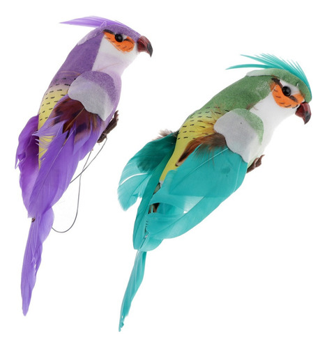 12 Piezas Loros Aves Artificiales De Plumas Pájaros De