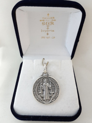 Dije Religioso En Plata 925, Medalla 20mm Doble San Benito 