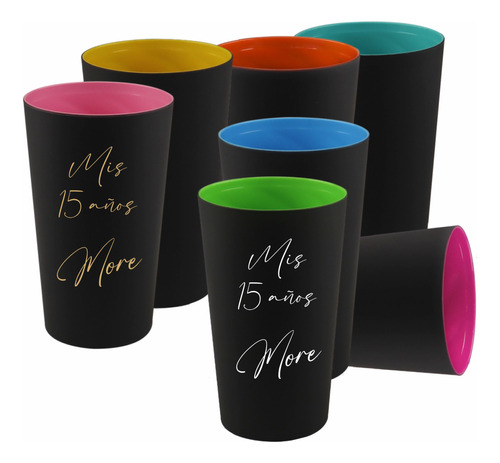 Vasos Borde Negro Matte Personalizados - 100un.