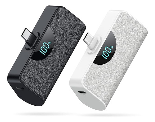 Paquete De 2 Mini Cargador Portatil Usb C Power Bank 5200mah