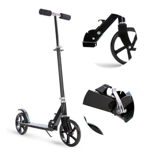 Patinete Scooter Dobrável Adulto Reforçado Aro 200mm Color Cor Preto