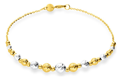 Pulsera De Oro Amarillo Y Blanco 14k (19 Cm) (6 Mm) Diámetro 19 Cm