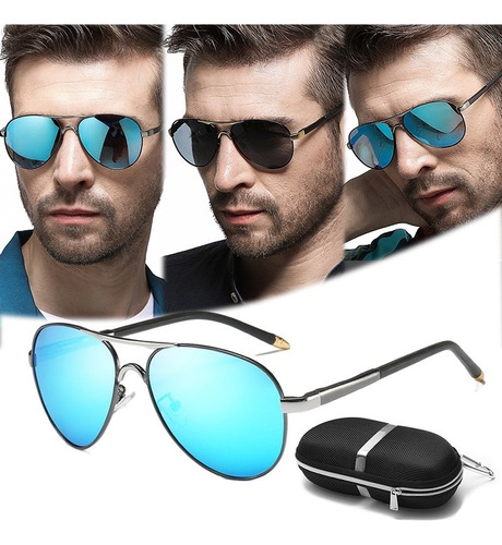 Lentes De Sol Polarizada Clásico Moda Hombre Mujer Y Estuche