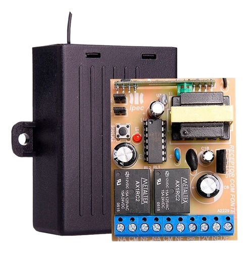 Receptor Universal 433mhz 1 E 2 Canais Com Fonte 2a