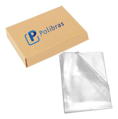 Plástico Envelope Grosso C/ 4 Furos 400 Un A4 Caixa Polibras