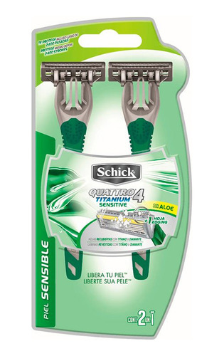 Máquina Afeitar Schick Quattro 4 Titanium Sensitive X 2