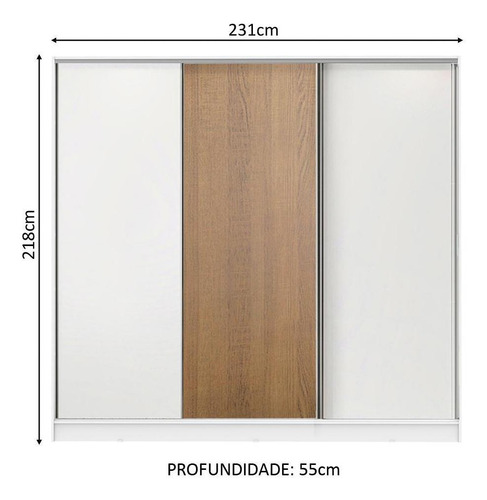 Guarda Ropa Closet Madesa Royale 3 Puertas Color Blanco/Marrón