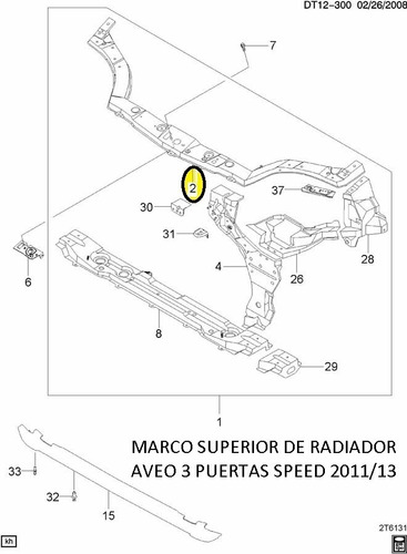 95230618 Marco Superior Radiador Aveo Speed 11/13 Nuevo Gm